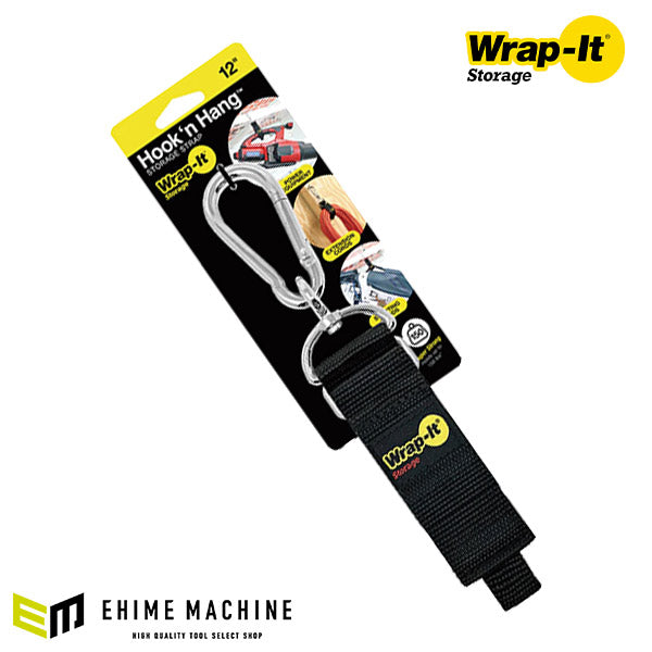 Wrap-It 100-HNH-12BL カラビナ付収納ストラップ 12インチ BK ラップイット