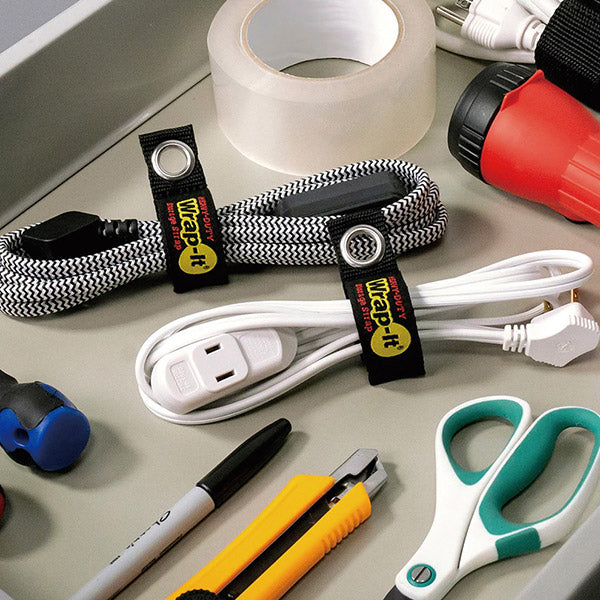 Wrap-It 104-10BX フック用収納ストラップ 7インチ 4個入 BK ラップイット