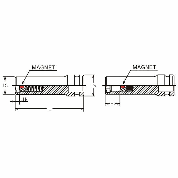 コーケン 1/4SQ(6.35mm) インパクト 6角ディープソケット 8mm スライドマグネット付 (12300G-8)(4991644289875) Ko-ken