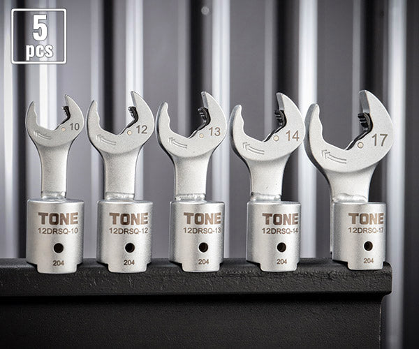 TONE 差替式トルクレンチ用交換クイックスパナヘッドセット T12Dシリーズ 5点セット (12DRSQ50)(4953488437232) トネ