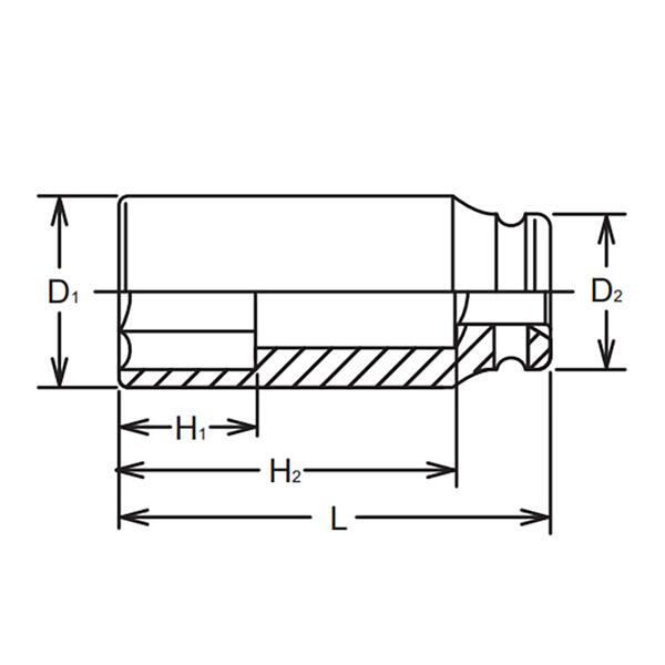 Ko-ken 18300A-1 25.4mm インパクト用ディープソケット(六角) コーケン インパクトソケット 1/1 25.4sq.