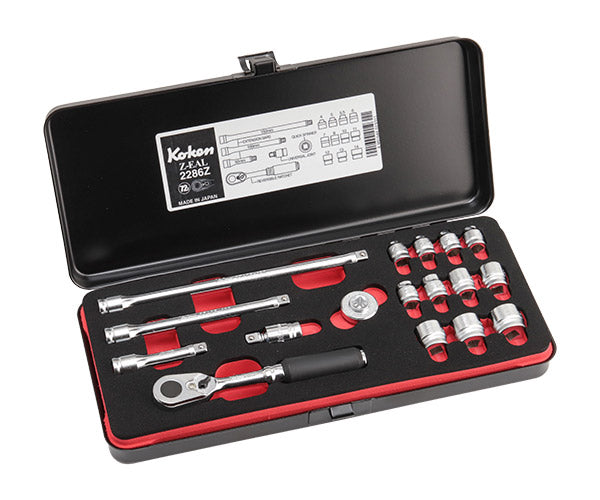 コーケン Z-EAL 6.3sq.ソケットセット17ヶ組 1/4(6.35mm) 2286Z-G72 Ko-ken ジール 72枚ギアラチェット採用リニューアルモデル メタルケース入り