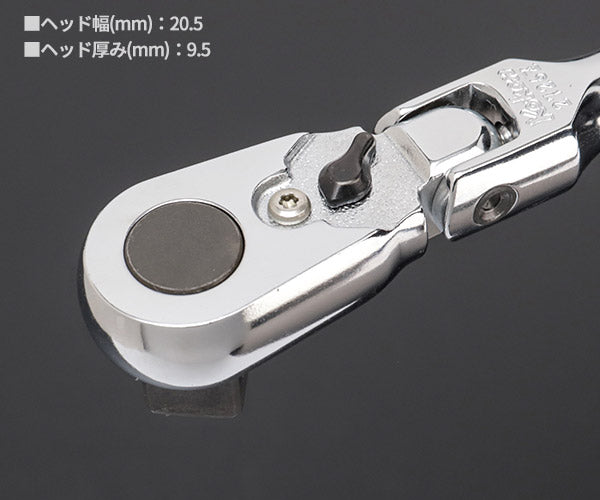 Z-eal 9.5sq.首振りラチェットハンドルコンパクト 2726Z-3/8-G72 72枚ギア 3/8フレックスコンパクトラチェット 9.5mm ジール Ko-ken コーケン