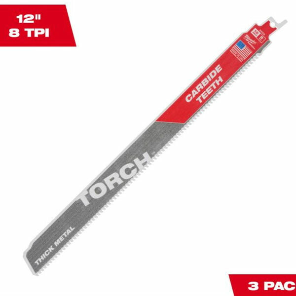 日本正規品 ミルウォーキー TORCH 金工用カーバイドレシプロソーブレード 8TPI 305mm(3本パック) (48-00-5303)(4573592055186) milwaukee
