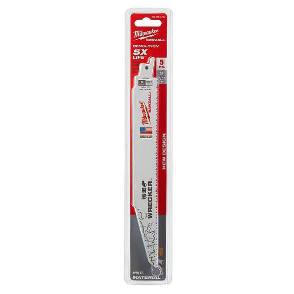日本正規品 ミルウォーキー WRECKER 解体用レシプロソーブレード 7/11 TPI 229mm(5本パック) (48-00-5706)(4573592054165) milwaukee