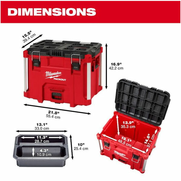 日本正規品 ミルウォーキー PACKOUT ツールボックス XLサイズ トップハンドル付 IP65防水 (48-22-8423) (4573592057920) milwaukee