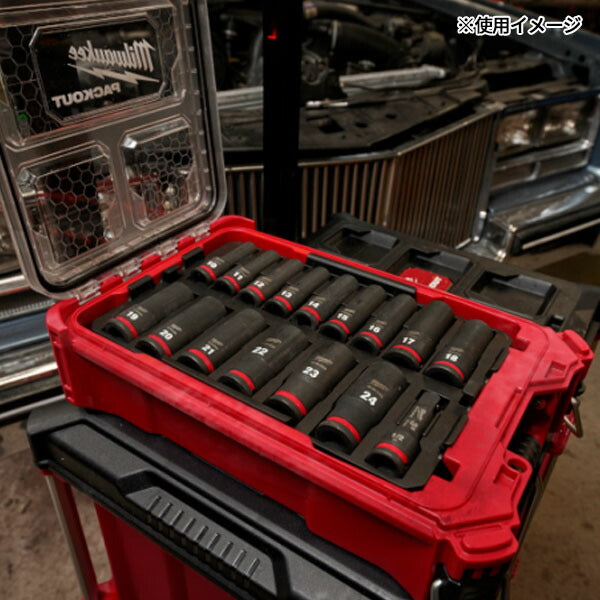 日本正規品 ミルウォーキー SHOCKWAVE IMPACT DUTY ディープインパクトソケット 1/2インチ(12.7mm)角 16PCS PACKOUTセット (49-66-6803)(4573592053441) milwaukee
