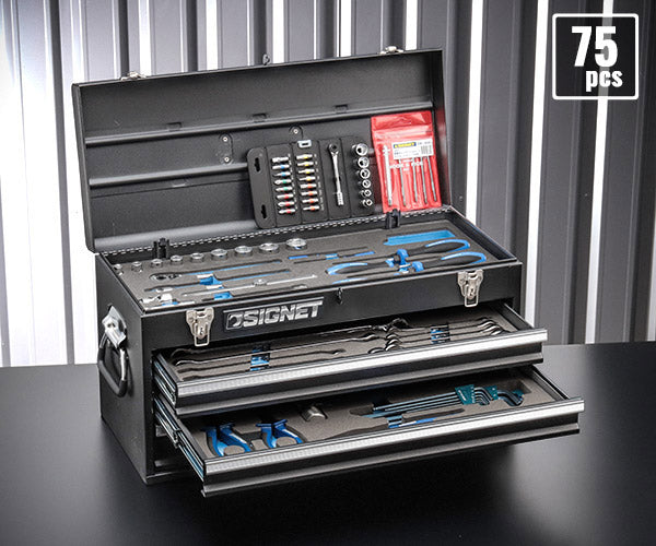 【限定特価】【数量限定 復刻モデル】SIGNET 9.5sq 75PCツールセット マットブラック ツールボックス付 (800S-7524MBK)(4545301112718) シグネット