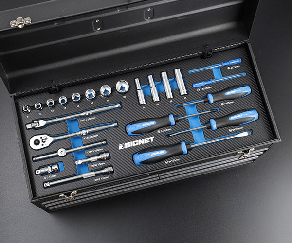 【ワケあり特価品】 (状態A) シグネット ツールセット 88点 差込角9.5mm マットブラック 3段ツールボックス付 工具セット 2026年限定 (800S-8826MBK)(4545301117782) SIGNET