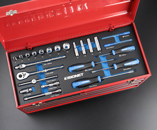 【ワケあり特価品】 (状態A) シグネット ツールセット 88点 差込角9.5mm レッド 3段ツールボックス付 工具セット 2026年限定 (800S-8826RED)(4545301117775) SIGNET