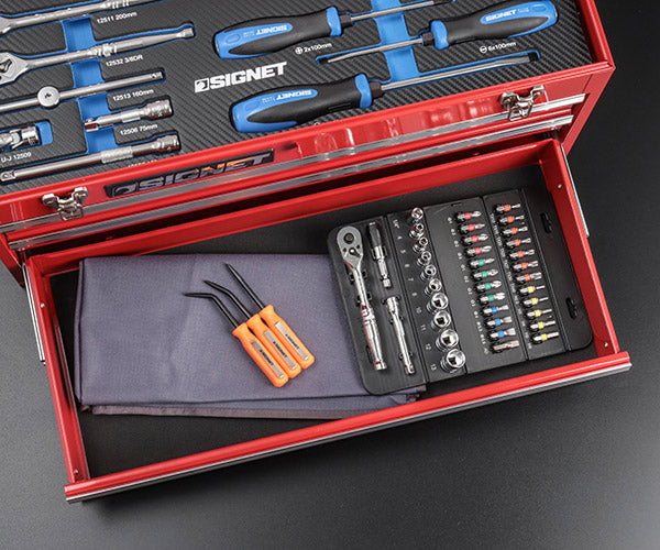 【ワケあり特価品】 (状態A) シグネット ツールセット 88点 差込角9.5mm レッド 3段ツールボックス付 工具セット 2026年限定 (800S-8826RED)(4545301117775) SIGNET