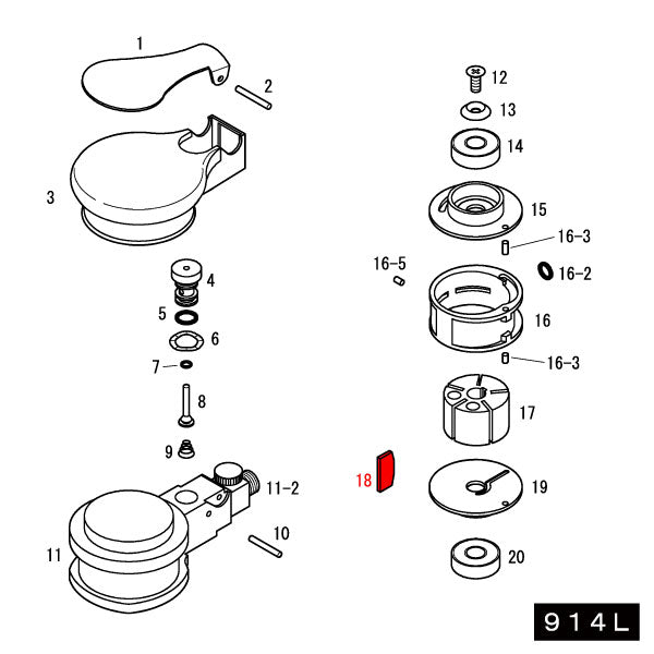 部品・代引き不可] COMPACT TOOL 914L用部品 【 ベーン 】 NO.18 図番