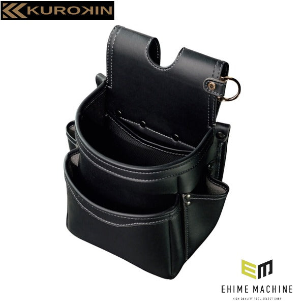 フジ矢 腰袋2段(黒金)LIGHT PU LEATHER SERIES (AB-22BG)(4952520414101) FUJIYA 工具