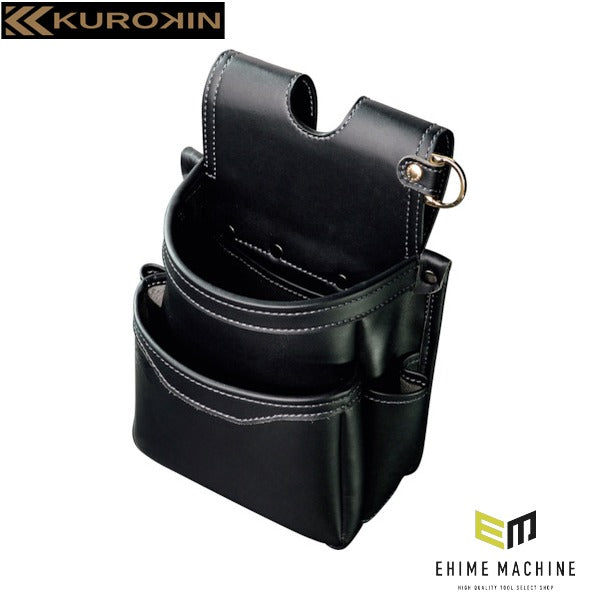 フジ矢 腰袋薄型2段(黒金)LIGHT PU LEATHER SERIES (AB-32BG)(4952520414125) FUJIYA 工具