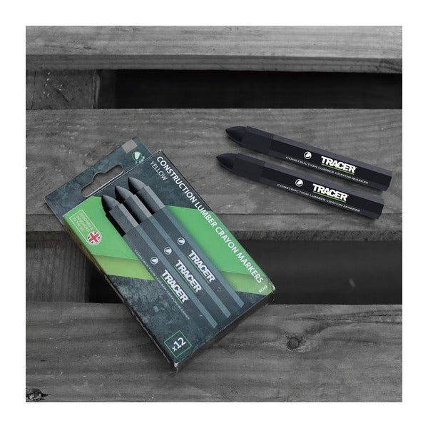 日本正規品 トレイサー ランバークレヨン 12本パック ブラック 幅3~6mm 木材 コンクリート マーキング (ACM1)(5060668272619) TRACER
