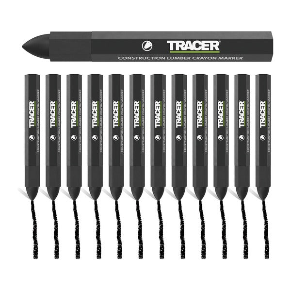 日本正規品 トレイサー ランバークレヨン 12本パック ブラック 幅3~6mm 木材 コンクリート マーキング (ACM1)(5060668272619) TRACER
