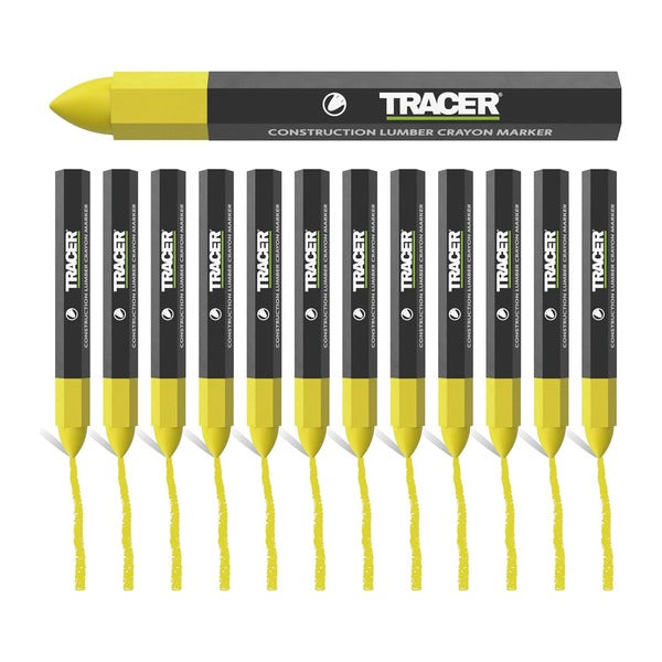 日本正規品 トレイサー ランバークレヨン 12本パック イエロー 幅3~6mm 木材 コンクリート マーキング (ACM3)(5060668272633) TRACER