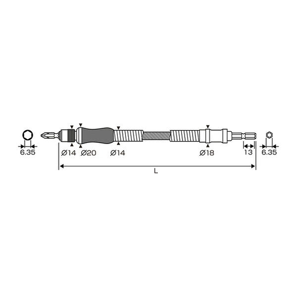 アネックス フレキシブルシャフト 300mm 狭所 延長 (AFS-300)(4962485273040) ANEX