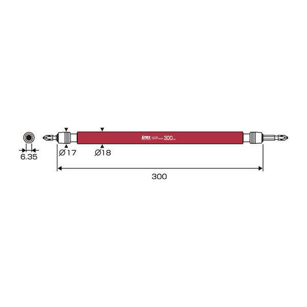 アネックス ビット用アタッチメント 強靭ロングビットホルダー 1/4 300mm ビット延長 (ALHP-300)(4962485278557) ANEX