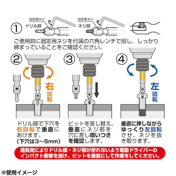 アネックス なめたネジはずしビット1本組 M3.5~5ネジ用 全長65mm なめたネジ 取り外し (ANH-265)(4962485361686) ANEX