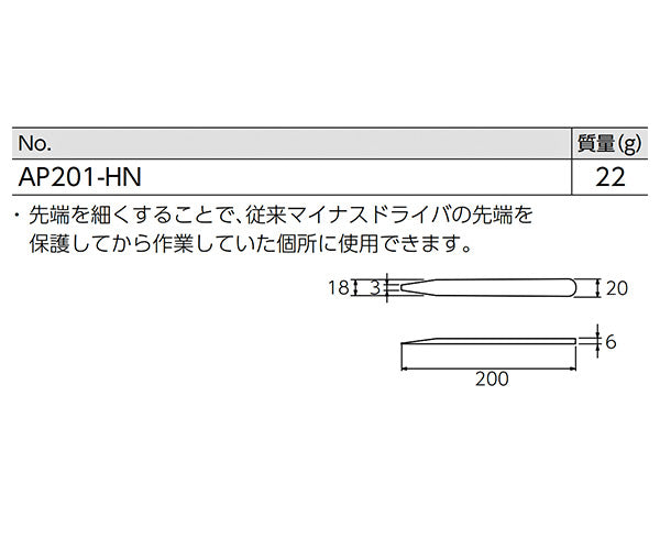 KTC ナロウタイプヘラ 全長200mm (AP201-HN)(4989433754468) 京都機械工具