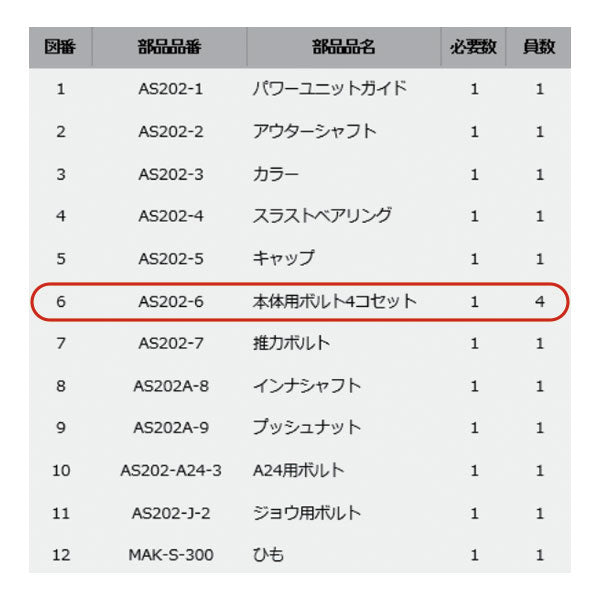 KTC ボールジョイントセパレーター用 AS202用 【本体用ボルト4個セット】 AS202-6