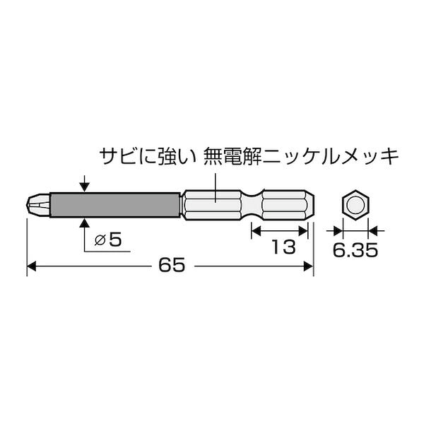 アネックス スリムチューブカラービット +2×65 細軸 色分け (ASP1-2065)(4962485403089) ANEX