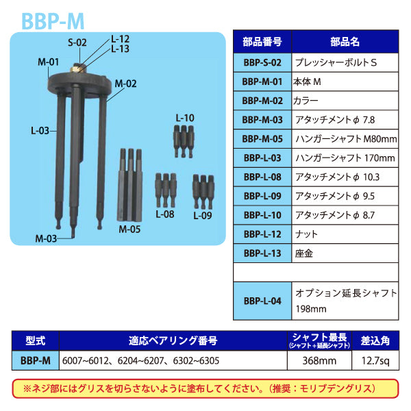 ハスコー ボールベアリングプーラー BBP-M HASCO シャフト付ベアリング抜き取り工具