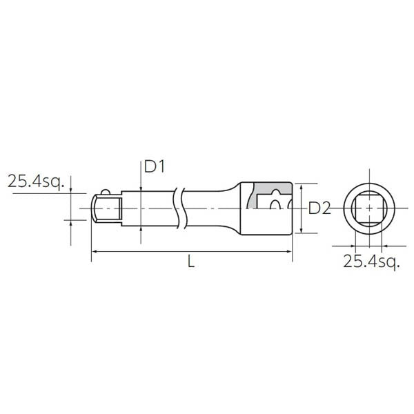 KTC (25.4SQ)エクステンションバー (BE8-200)(4989433615806) 京都機械工具