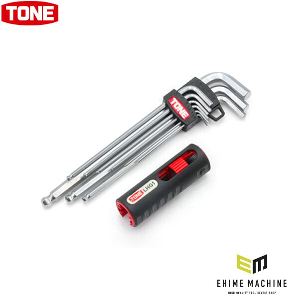 TONE ロングボールポイントL形六角レンチセット 9本組 ヘキサゴングリップ付 (BL900G)(4953488494235) トネ