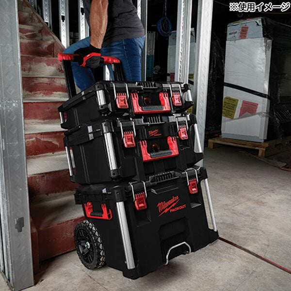 日本正規品 2025AW限定 ミルウォーキー PACKOUT キャリー式ツールボックス ブラック (4932464078) Milwaukee パックアウト 工具箱 電動工具入れ
