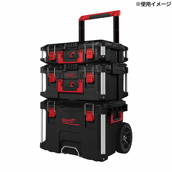 日本正規品 2025AW限定 ミルウォーキー PACKOUT キャリー式ツールボックス ブラック (4932464078) Milwaukee パックアウト 工具箱 電動工具入れ