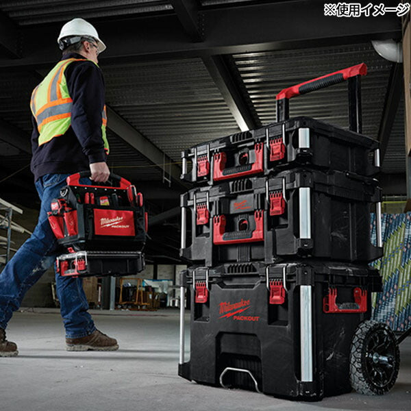 日本正規品 2025AW限定 ミルウォーキー PACKOUT キャリー式ツールボックス ブラック (4932464078) Milwaukee パックアウト 工具箱 電動工具入れ