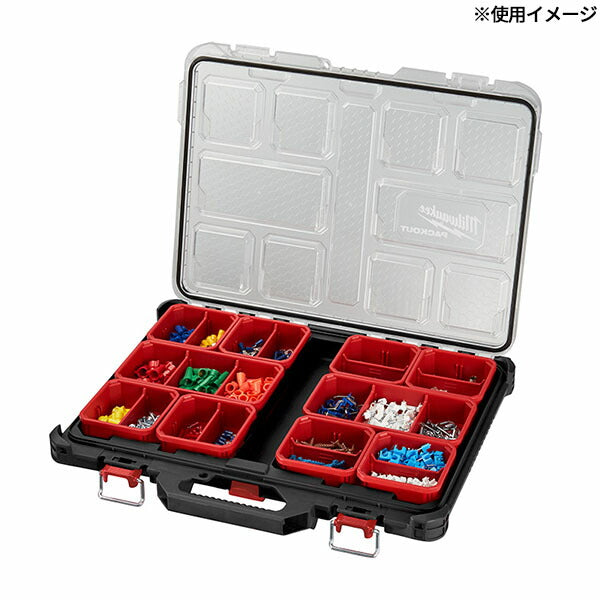 日本正規品 2025AW限定 ミルウォーキー PACKOUT ロープロファイルオーガナイザー ブラック(Mサイズ)(4932471064) Milwaukee 工具箱 小物入れ