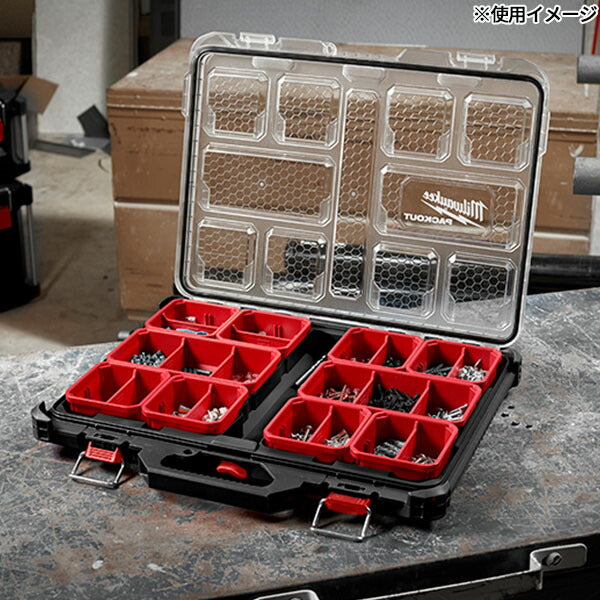 日本正規品 2025AW限定 ミルウォーキー PACKOUT ロープロファイルオーガナイザー ブラック(Mサイズ)(4932471064) Milwaukee 工具箱 小物入れ