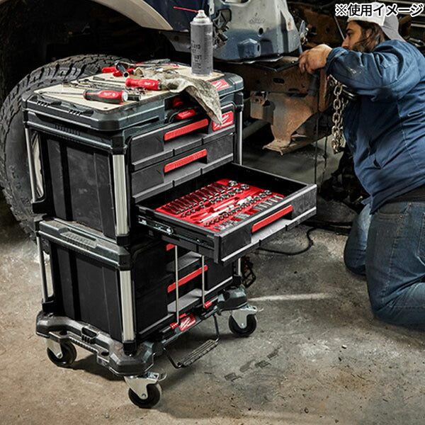 日本正規品 2025AW限定 ミルウォーキー PACKOUT 引き出し収納 3段 ブラック (4932472130) Milwaukee パックアウト 工具箱 電動工具入れ