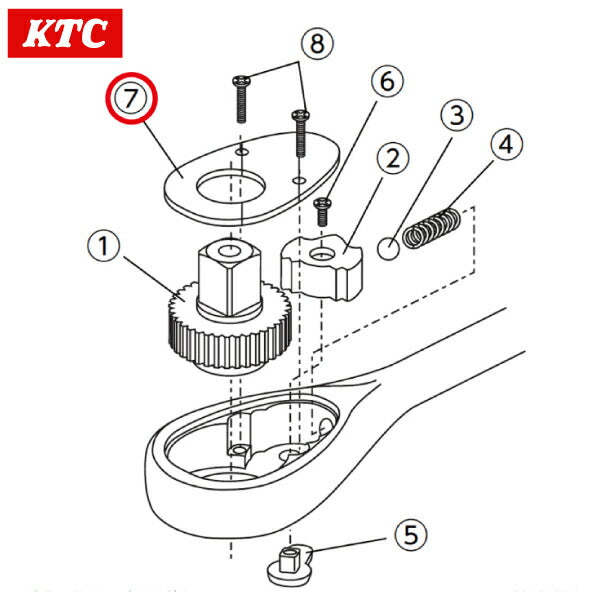 KTC BR4E-8 12.7sq.ラチェットハンドルBR4E用 ふた 部品番号7 京都機械工具