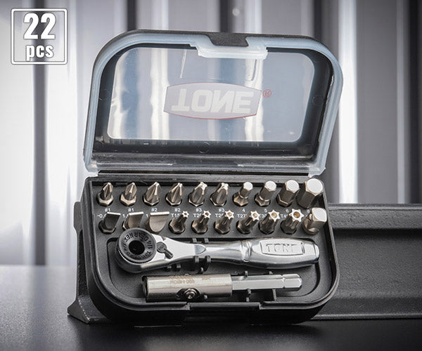 TONE オフセット式ラチェットドライバー ビットラチェットセット 7pcs (22個) (BRS20)(4953488282399) トネ