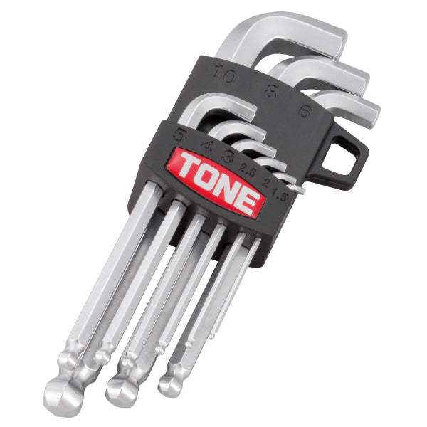 TONE ボールポイント六角棒レンチセット マスターツール首下ショートボールポイントL形レンチセット 9点セット (BS900S)(4953488161304) トネ