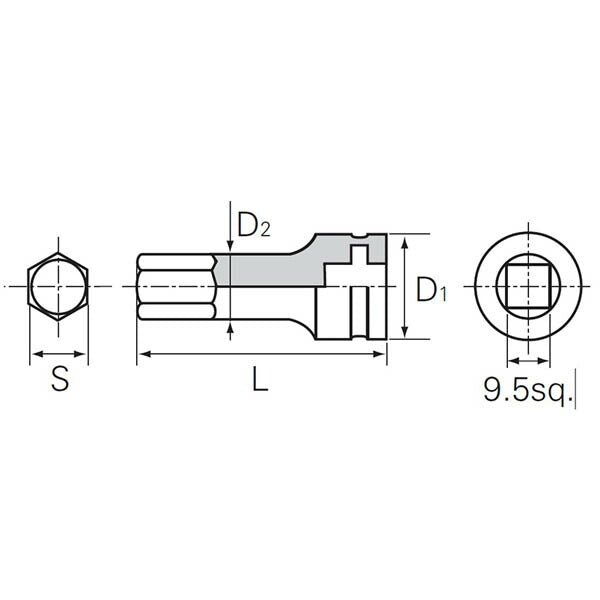 KTC (9.5SQ)インパクト用ヘキサゴンレンチ (BTP3-05AP)(4989433173856) 京都機械工具