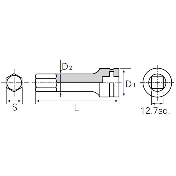 KTC (12.7SQ)インパクト用ヘキサゴンレンチ(セミロン) (BTP4M-08P)(4989433173306) 京都機械工具