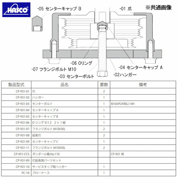 ハスコー 爪 (CP-931-01)(4940995522407) クランクプーリープーラー用 