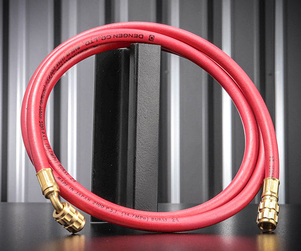 デンゲン 134aチャージングホース 赤 高圧用 1.6m 虫押しナシ 単品 (CP-H1600FR-SL) (4562396136795) DENGEN