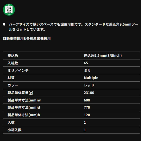 TONE 整備用工具セット シャッター付サービスボードセット新ハーフボードC50B仕様 65点セット (CS311)(4953488295993) トネ