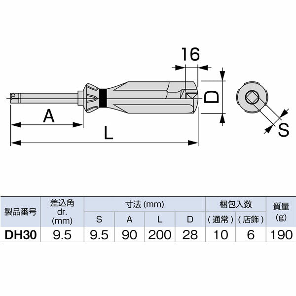 TONE ドライバー形ハンドル (DH30)(4953488420333) トネ