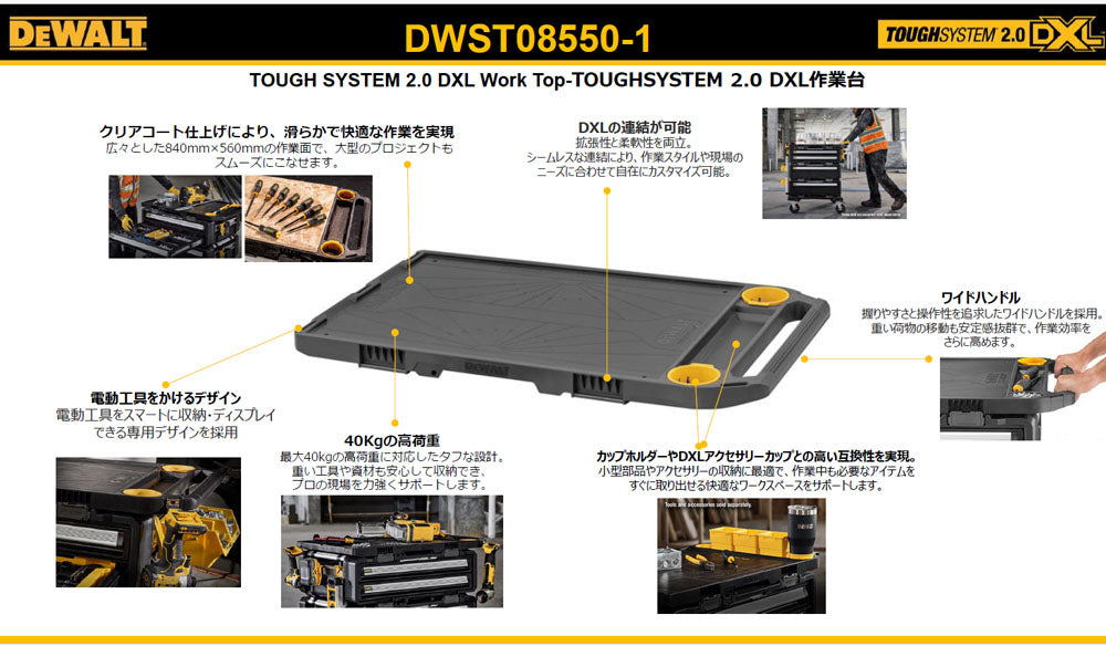 日本正規品 デウォルト タフシステム 2.0 DXL 作業台 (DWST08550-1) タフシステム連結可能 DEWALT (4536178929936)