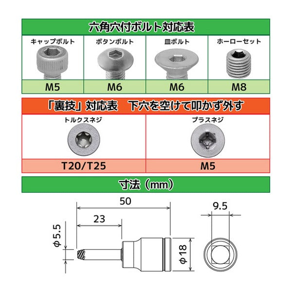 エンジニア ネジモグラ ソケット 対辺4.0mm 差込角9.5mm なめた六角穴ボルト外し (DWZ-404)(4989833015060) ENGINEER