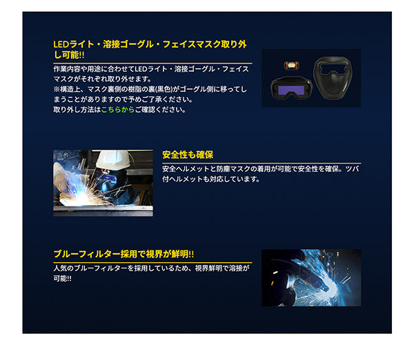 SUZUKID 液晶式自動遮光溶接ゴーグルマスク アイゴ EG-200MB マットブラック ゴーグルのみ使用ができる 溶接面 スズキッド 溶接マスク