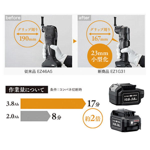 Panasonic EZ1G31H10D-B 10.8V3.8Ah 充電 マルチツール パナソニック