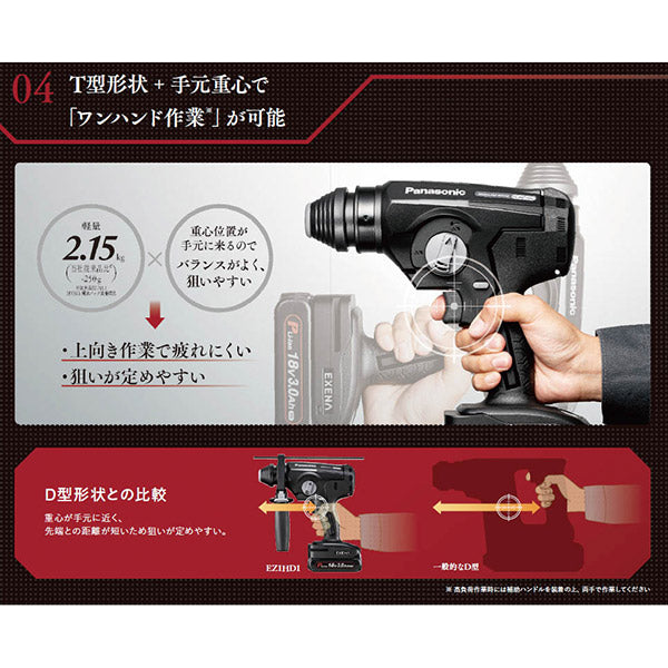 Panasonic EZ1HD1J18V-B 18V5Ah ハンマードリル 集じんセット (黒) パナソニック